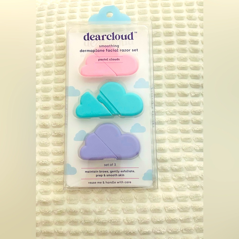 dearcloud™ smoothing dermaplane Pastel Clouds facial razor 3 set NIB - Picture 2 of 3